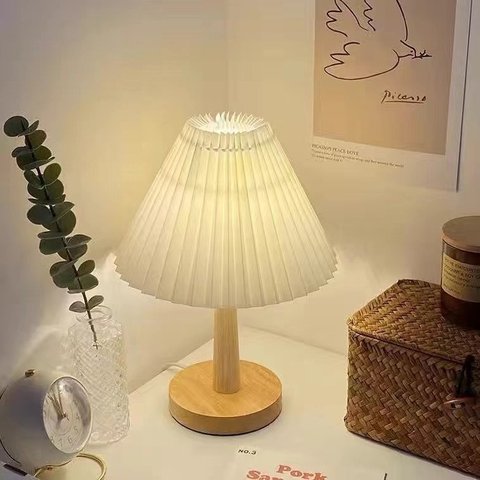 Abajur Nordic plissado candeeiro de mesa diy dobrável 5v usb 220v arte atmosfera quarto cabeceira lu