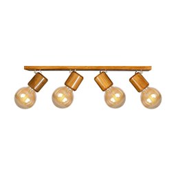 Trilho de Madeira com 4 Spots Decorativo Rústica Bancada - 1