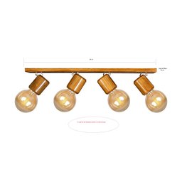 Trilho de Madeira com 4 Spots Decorativo Rústica Bancada - 2