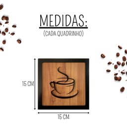 Kit 4 Quadros Cantinho do Café Mdf 3d Relevo 15cm Decoração para Cozinha - 4