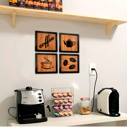 Kit 4 Quadros Cantinho do Café Mdf 3d Relevo 15cm Decoração para Cozinha - 6