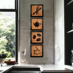 Kit 4 Quadros Cantinho do Café Mdf 3d Relevo 15cm Decoração para Cozinha - 5