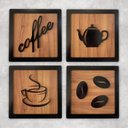 Ver imagem 1 de Kit 4 Quadros Cantinho do Café Mdf 3d Relevo 15cm Decoração para Cozinha