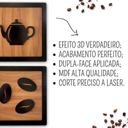 Kit 4 Quadros Cantinho do Café Mdf 3d Relevo 15cm Decoração para Cozinha - 2