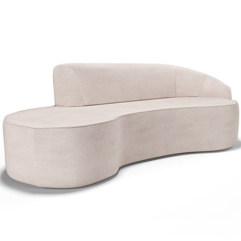 Sofá 3 Lugares Curvo Sala de Estar Living Firenze Direito D02 Linho Cru 230 cm D-461 - Lyam