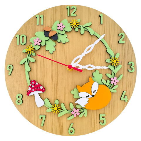 Relógio Raposa, Relógio de Parede, Decoração, Mdf, 30cm