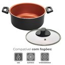 Ver imagem 4 de Panela Caçarola Antiaderente Pro-flon Topázio Preto 22cm - Brinox