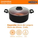 Ver imagem 6 de Panela Caçarola Antiaderente Pro-flon Topázio Preto 22cm - Brinox