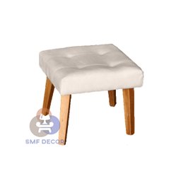 Puff Banqueta Decorativa Glamour Dubai com Pés Quadrado Bege - 1