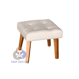 Puff Banqueta Decorativa Glamour Dubai com Pés Quadrado Bege