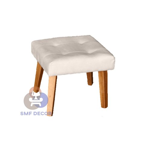 Puff Banqueta Decorativa Glamour Dubai com Pés Quadrado Bege