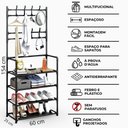Ver imagem 5 de Arara Sapateira Cabideiro Organizador de Sapatos e Roupas Preto