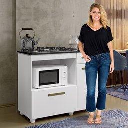 Balcão para Cooktop 4 Bocas Violeta Kaiki Móveis:branco - 7