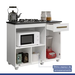 Balcão para Cooktop 4 Bocas Violeta Kaiki Móveis:branco - 5