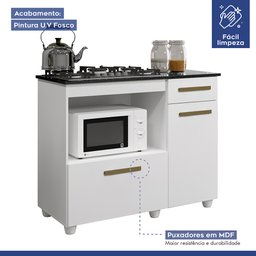 Balcão para Cooktop 4 Bocas Violeta Kaiki Móveis:branco - 6