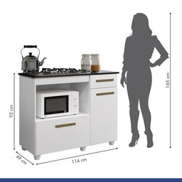Balcão para Cooktop 4 Bocas Violeta Kaiki Móveis:branco - 3