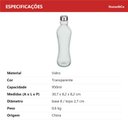 Ver imagem 2 de Garrafa de Vidro 950ml Transparente 31x9x9cm Água Suco Geladeira Bebidas Tampa