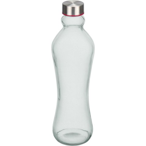 Garrafa de Vidro 950ml Transparente 31x9x9cm Água Suco Geladeira Bebidas Tampa
