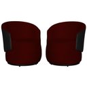 Ver imagem 2 de Kit 2 Poltronas Organica Beatriz Suede Bordo C/ Composê Corano Preto - Lm Decor