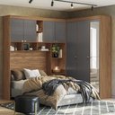 Ver imagem 2 de Quarto Modulado Casal Lugano Jatobá/grafite com Espelho - Santos Andirá