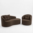 Ver imagem 2 de Kit de 01 Sofá Orgânico Curvo Feijão + 01 Poltrona Confortável Sala Estúdio Amore Bouclê Marrom - Mo