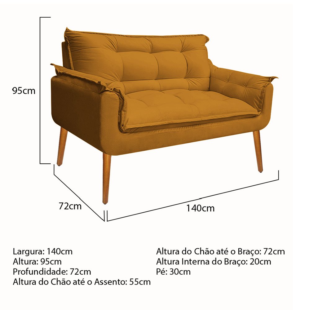 Namoradeira Opala Decorativa Suede Mostarda - B2ymagazine - 3