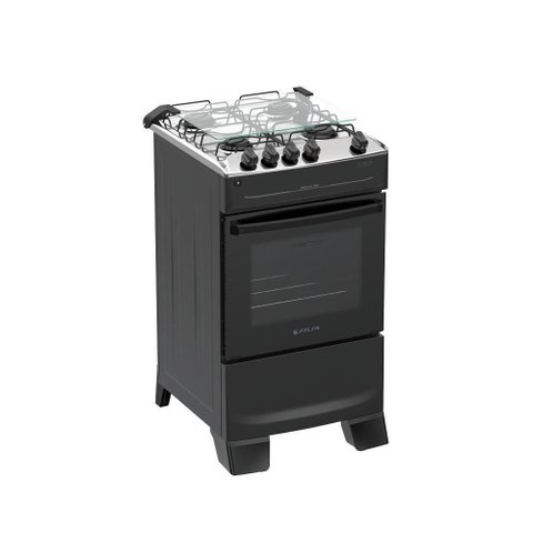 Fogão 4 Bocas Atlas Mônaco Top Mesa de Inox a Gás Preto Bivolt