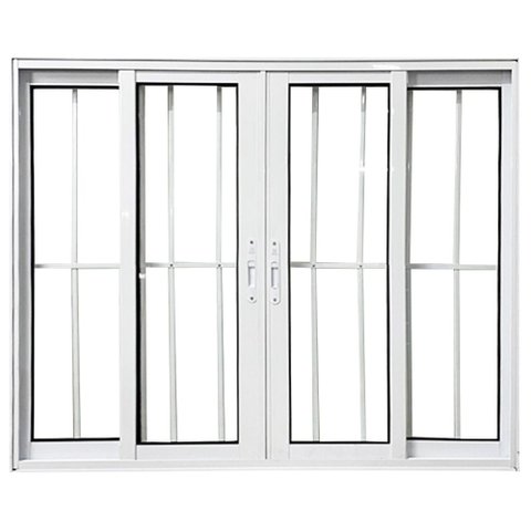 Janela Vitro 4 Folhas com Grade Alumínio Branco Linha 25:100 x 150