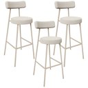Ver imagem 1 de Kit 03 Banquetas Alta Bar Cozinha Sala de Jantar Aço Milão Arena L02 Bouclê Creme - Lyam Decor
