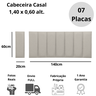 Cabeceira Casal Linho Prata Placa Modulada Estofada Ripada Adesiva - 5