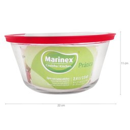 Tigela Redonda 2,4l Grande com Tampa Plástica Marinex - 2