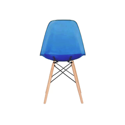 Cadeira Decorativa Assento Azul Base Estilo Eiffel em Madeira Unidade Bering - 3