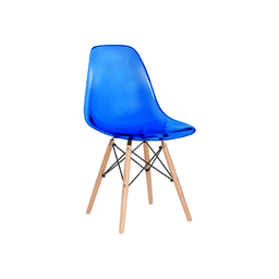 Cadeira Decorativa Assento Azul Base Estilo Eiffel em Madeira Unidade Bering - 1
