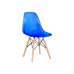 Cadeira Decorativa Assento Azul Base Estilo Eiffel em Madeira Unidade Bering