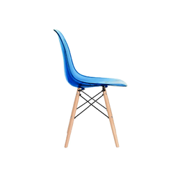 Cadeira Decorativa Assento Azul Base Estilo Eiffel em Madeira Unidade Bering - 2