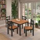Ver imagem 2 de Conjunto de Mesa com 4 Cadeiras em Madeira Maciça Cor Preto com Mel