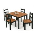 Ver imagem 1 de Conjunto de Mesa com 4 Cadeiras em Madeira Maciça Cor Preto com Mel