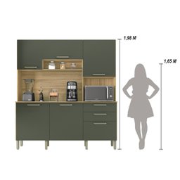 Armário de Cozinha Compacta 6 Portas 2 Gavetas Ferrara - Freijó/real - 4