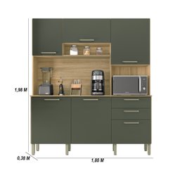 Armário de Cozinha Compacta 6 Portas 2 Gavetas Ferrara - Freijó/real - 2