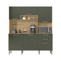 Armário de Cozinha Compacta 6 Portas 2 Gavetas Ferrara - Freijó/real - 7