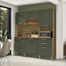 Armário de Cozinha Compacta 6 Portas 2 Gavetas Ferrara - Freijó/real - 1