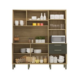 Armário de Cozinha Compacta 6 Portas 2 Gavetas Ferrara - Freijó/real - 3