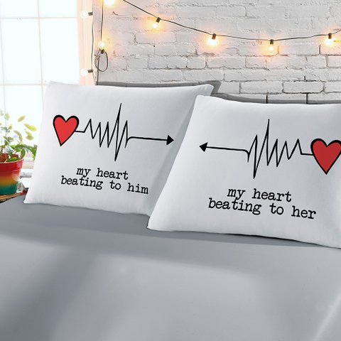 Jogo de Cama Queen Divertida 3 Peças em Malha 100% Algodão Estampa:heart Beating