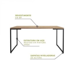Mesa de Jantar 8 Lugares Industrial Espresso Móveis Marrom/Natura/Preto - 4