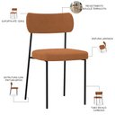 Ver imagem 4 de Cadeira Decorativa Estofada para Sala de Jantar Melina L02 Bouclê Terracota - Lyam Decor