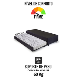 Bicama Box Solteiro Suede 88x188x28 Cm com Colchão Auxiliar Ecoflex - 6