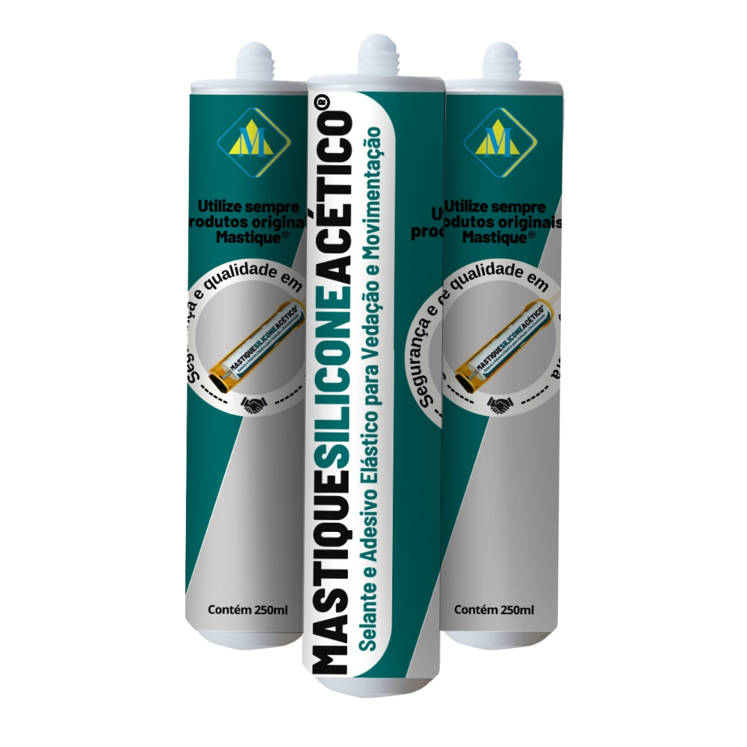 Mastique® Silicone Acético Original (Kit 3 tubos)
