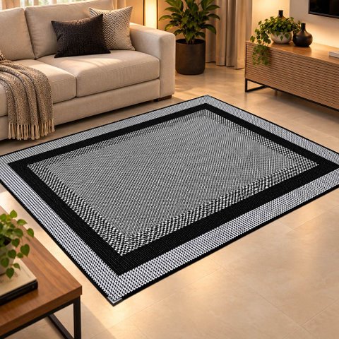 Tapete Sisal Art 1174 Sala Quarto Escritório Preto Cinza