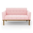 Ver imagem 6 de Poltrona Namoradeira Decorativa Karen Pés Fixo em Madeira Castanho Suede Rosa Bebê G19 - Gran Belo