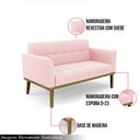 Ver imagem 3 de Poltrona Namoradeira Decorativa Karen Pés Fixo em Madeira Castanho Suede Rosa Bebê G19 - Gran Belo